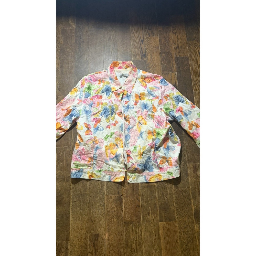 Pastel Butterfly Alfred Dunner Top Y2K Sz 18 Petite 100% Cotton